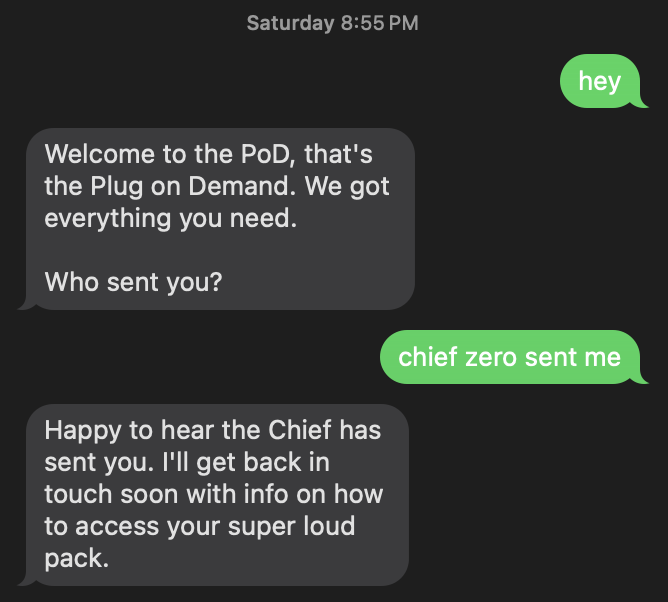SMS interaction with the dealer persona